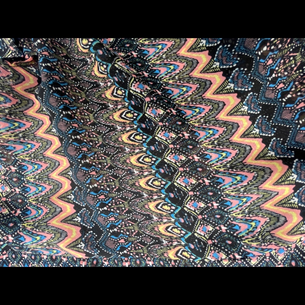 M-L Neon Aztec Pattern Top Tribal Rave Polyester - Picture 5 of 5